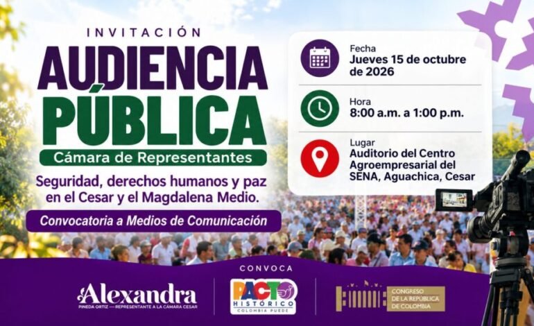 Cámara de Representantes llega este jueves al Cesar para revisar medidas de seguridad